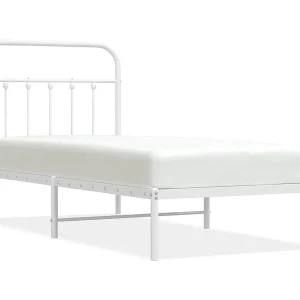 Bedframe met hoofdbord metaal wit 90×190 cm Bedframe met hoofdbord metaal wit 90×190 cm
