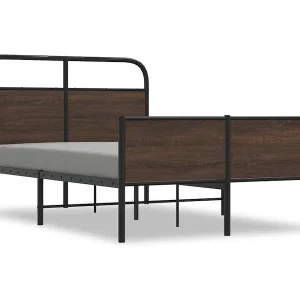 Bedframe zonder matras bewerkt hout bruin eikenkleur 140×190 cm Bedframe zonder matras bewerkt hout bruin eikenkleur 140×190 cm