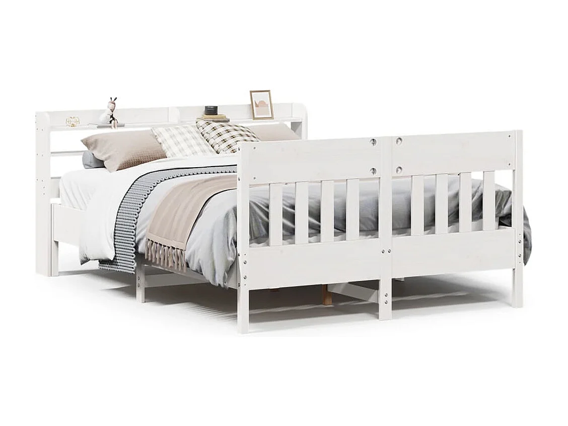 Bedframe zonder matras massief grenenhout wit 120x190 cm