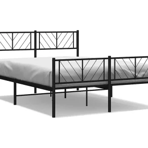 Bedframe met hoofd- en voeteneinde metaal zwart 135×190 cm