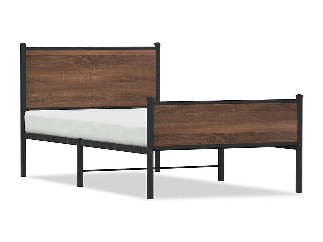 Bedframe zonder matras metaal bruin eikenkleurig 107x203 cm