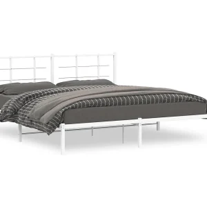 Bedframe met hoofdbord metaal wit 180×200 cm Bedframe met hoofdbord metaal wit 180×200 cm