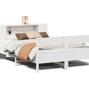 Bed met boekenkast zonder matras grenenhout wit 140×190 cm Bed met boekenkast zonder matras grenenhout wit 140×190 cm