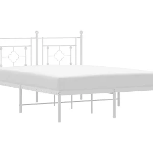 Bedframe met hoofdbord metaal wit 140×190 cm Bedframe met hoofdbord metaal wit 140×190 cm