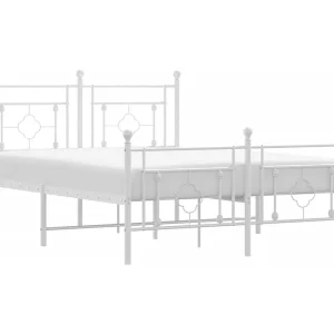 Bedframe met hoofd- en voeteneinde metaal wit 135×190 cm Bedframe met hoofd- en voeteneinde metaal wit 135×190 cm