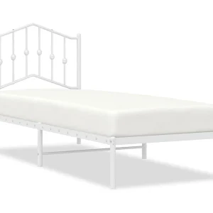 Bedframe met hoofdbord metaal wit 80×200 cm Bedframe met hoofdbord metaal wit 80×200 cm