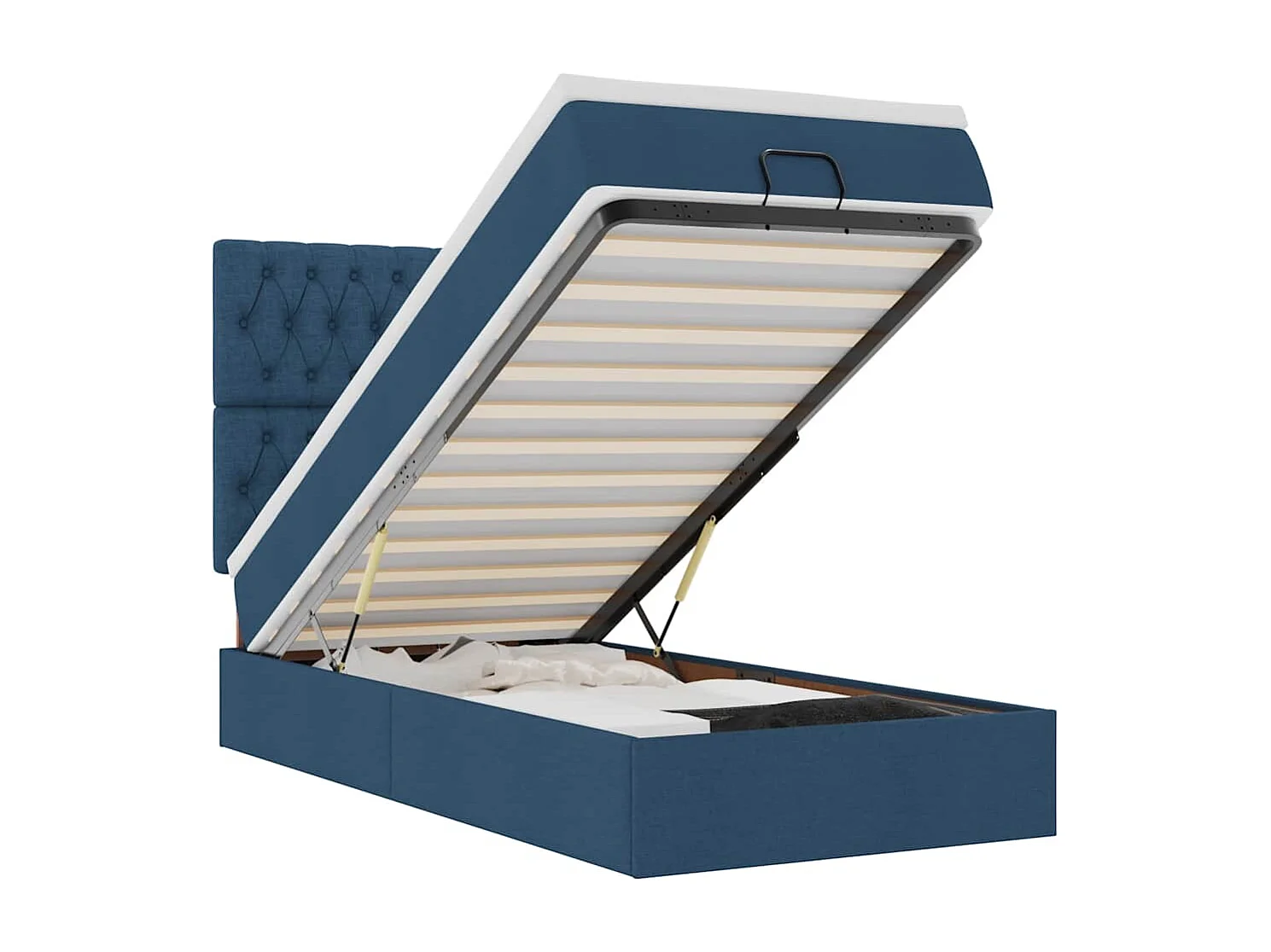 Bed met matras 90x200 cm stof blauw