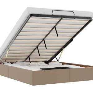 Bedframe zonder matras 140×190 cm kunstleer cappuccinokleurig Bedframe zonder matras 140×190 cm kunstleer cappuccinokleurig