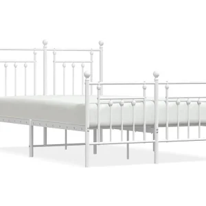 Bedframe met hoofd- en voeteneinde metaal wit 120×200 cm Bedframe met hoofd- en voeteneinde metaal wit 120×200 cm