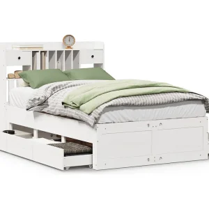 Bed met boekenkast zonder matras grenenhout wit 135×190 cm Bed met boekenkast zonder matras grenenhout wit 135×190 cm