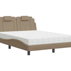 Bed "Viana" met matras kunstleer cappuccinokleurig 120×200 cm Bed "Viana" met matras kunstleer cappuccinokleurig 120×200 cm