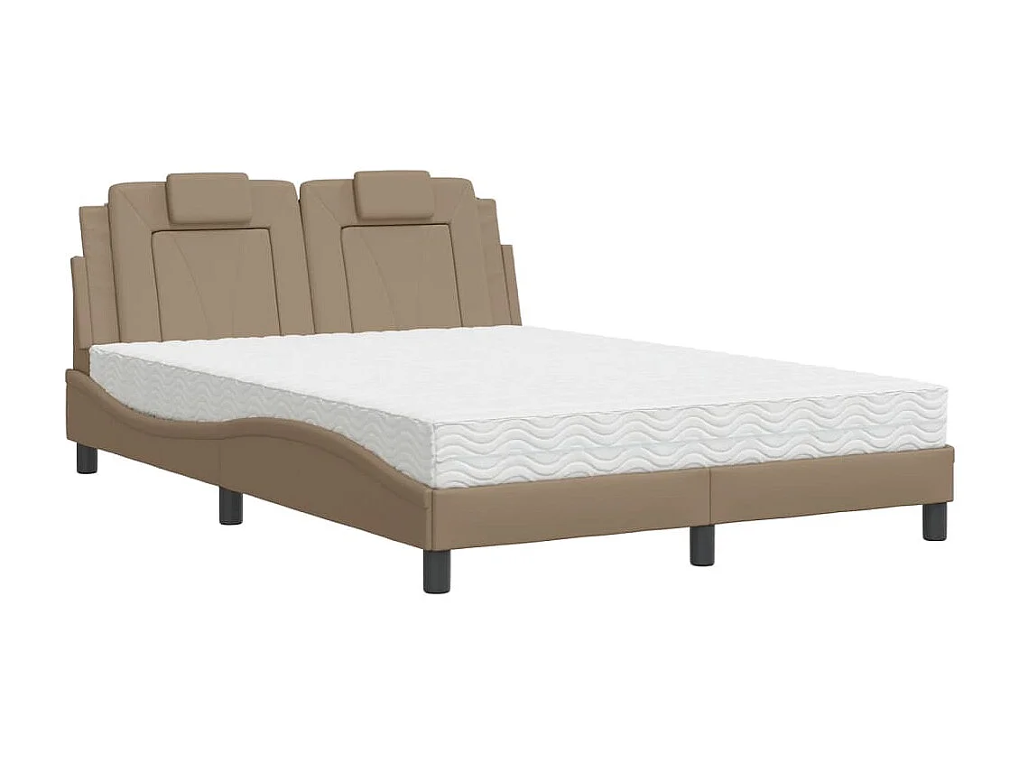 Bed "Viana" met matras kunstleer cappuccinokleurig 120x200 cm
