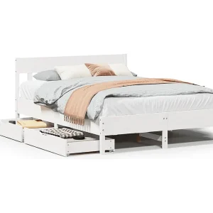 Bedframe zonder matras massief grenenhout wit 140×190 cm Bedframe zonder matras massief grenenhout wit 140×190 cm