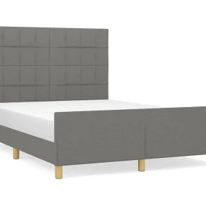 Bedframe zonder matras stof donkergrijs 140×200 cm Bedframe zonder matras stof donkergrijs 140×200 cm