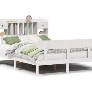 Bed met boekenkast zonder matras grenenhout wit 160×200 cm Bed met boekenkast zonder matras grenenhout wit 160×200 cm