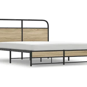 Bedframe zonder matras metaal gerookt eikenkleurig 160×200 cm Bedframe zonder matras metaal gerookt eikenkleurig 160×200 cm