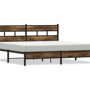 Bedframe zonder matras metaal gerookt eikenkleurig 193×203 cm Bedframe zonder matras metaal gerookt eikenkleurig 193×203 cm
