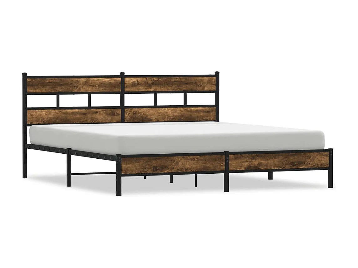 Bedframe zonder matras metaal gerookt eikenkleurig 193x203 cm