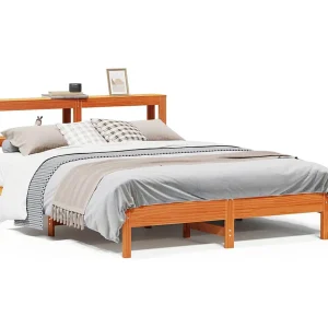 Bedframe zonder matras massief grenenhout wasbruin 150×200 cm