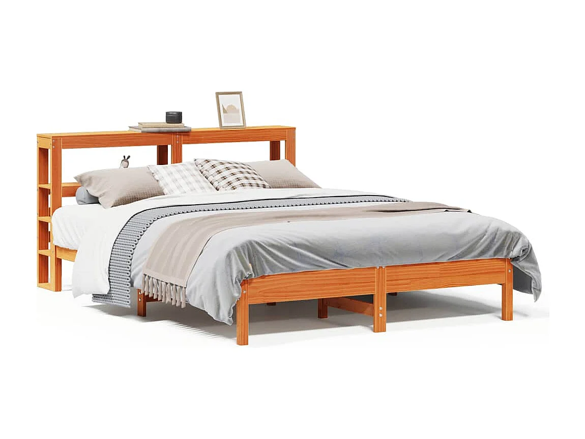 Bedframe zonder matras massief grenenhout wasbruin 150x200 cm