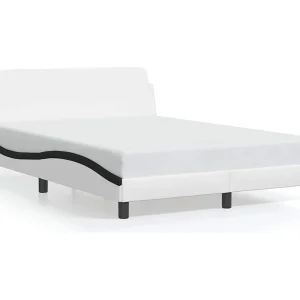 Bedframe "Dover" kunstleer wit en zwart 140×190 cm Bedframe "Dover" kunstleer wit en zwart 140×190 cm