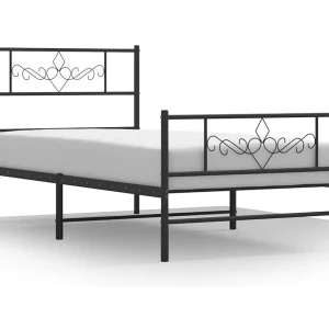 Bedframe met hoofd- en voeteneinde metaal zwart 75×190 cm Bedframe met hoofd- en voeteneinde metaal zwart 75×190 cm