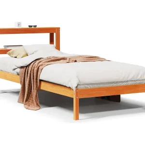 Bedframe met hoofdbord massief grenenhout wasbruin 100×200 cm Bedframe met hoofdbord massief grenenhout wasbruin 100×200 cm