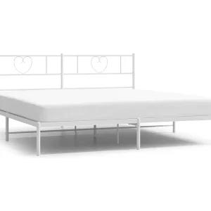 Bedframe met hoofdbord metaal wit 200×200 cm Bedframe met hoofdbord metaal wit 200×200 cm