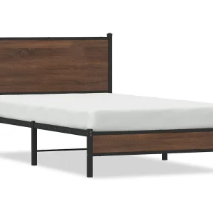 Bedframe zonder matras metaal bruin eikenkleurig 100×190 cm Bedframe zonder matras metaal bruin eikenkleurig 100×190 cm