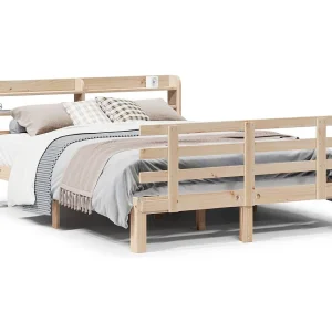 Bedframe met hoofdbord massief grenenhout 160×200 cm