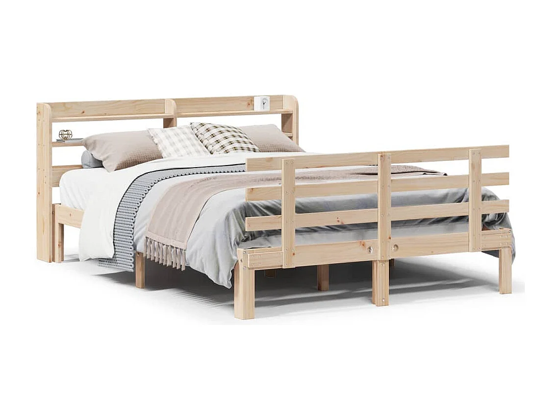 Bedframe met hoofdbord massief grenenhout 160x200 cm