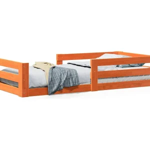 Bedframe zonder matras massief grenenhout wasbruin 75×190 cm Bedframe zonder matras massief grenenhout wasbruin 75×190 cm