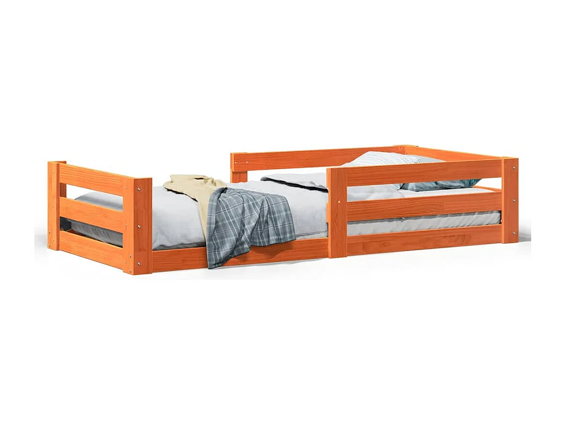 Bedframe zonder matras massief grenenhout wasbruin 75x190 cm