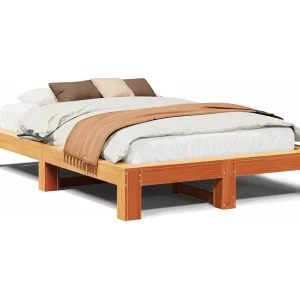 Bedframe zonder matras massief grenenhout wasbruin 135×190 cm Bedframe zonder matras massief grenenhout wasbruin 135×190 cm