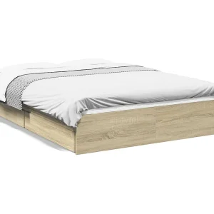 Bedframe met lades bewerkt hout sonoma eikenkleurig 135×190 cm Bedframe met lades bewerkt hout sonoma eikenkleurig 135×190 cm