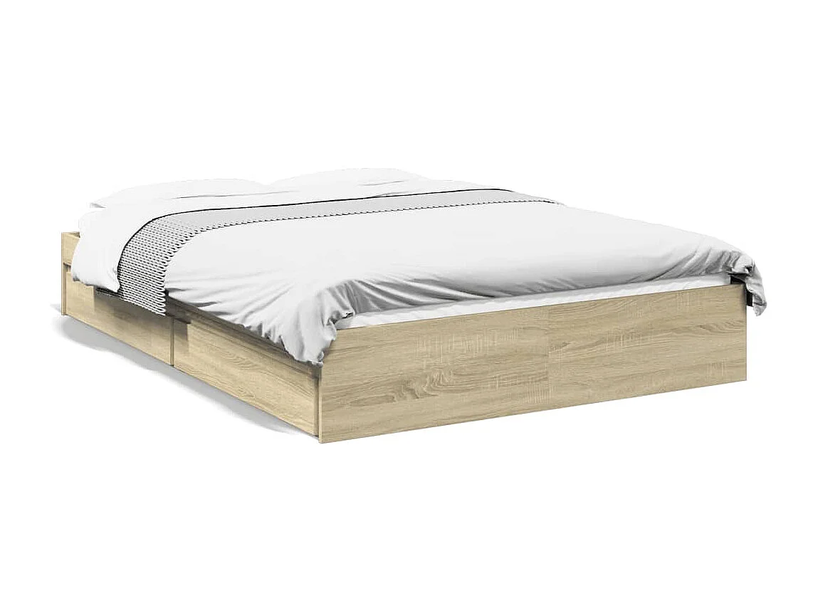 Bedframe met lades bewerkt hout sonoma eikenkleurig 135x190 cm