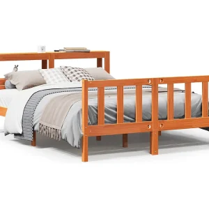 Bedframe met hoofdbord massief grenenhout wasbruin 160×200 cm Bedframe met hoofdbord massief grenenhout wasbruin 160×200 cm