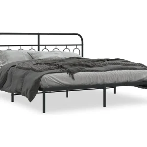 Bedframe met hoofdbord metaal zwart 183×213 cm Bedframe met hoofdbord metaal zwart 183×213 cm