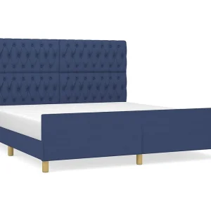 Bedframe met hoofdeinde stof blauw 180×200 cm Bedframe met hoofdeinde stof blauw 180×200 cm