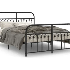 Bedframe met hoofd- en voeteneinde metaal zwart 137×190 cm