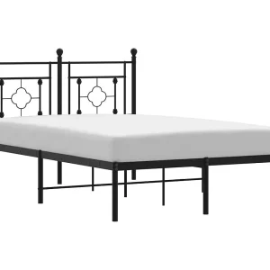 Bedframe met hoofdbord metaal zwart 120×190 cm Bedframe met hoofdbord metaal zwart 120×190 cm