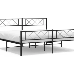 Bedframe met hoofd- en voeteneinde metaal zwart 193×203 cm Bedframe met hoofd- en voeteneinde metaal zwart 193×203 cm