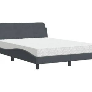 Bed met matras "Dover" fluweel donkergrijs 140×190 cm