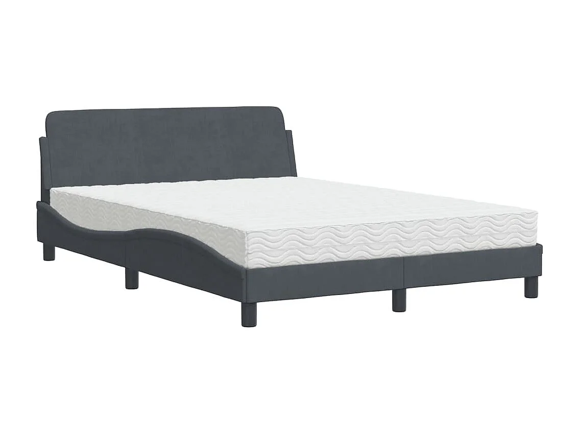 Bed met matras "Dover" fluweel donkergrijs 140x190 cm
