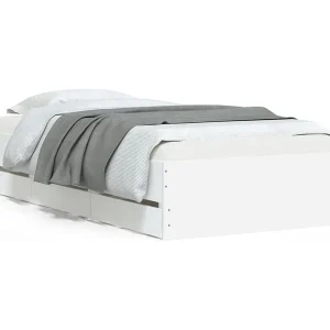 Bedframe met lades bewerkt hout wit 90×200 cm Bedframe met lades bewerkt hout wit 90×200 cm