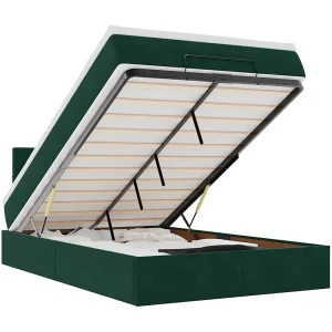 Bed poef met matras 120×190 cm fluweel donkergroen Bed poef met matras 120×190 cm fluweel donkergroen