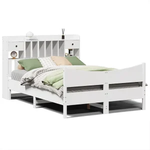 Bedframe zonder matras massief grenenhout wit 140×190 cm Bedframe zonder matras massief grenenhout wit 140×190 cm