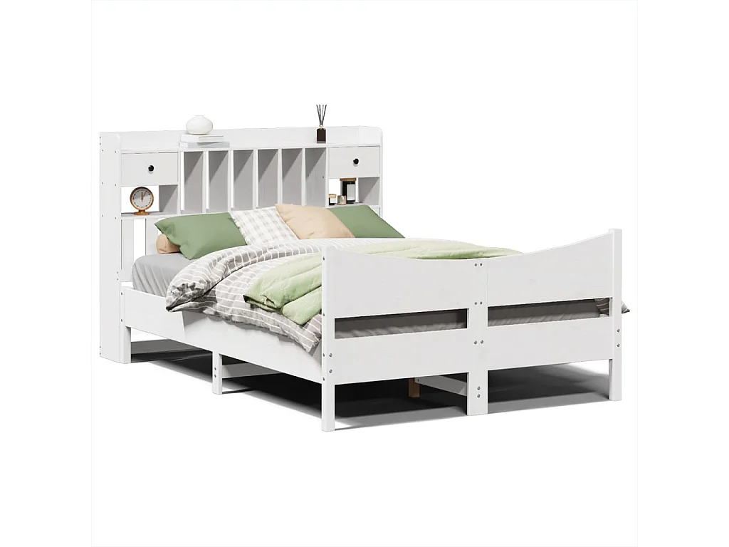 Bedframe zonder matras massief grenenhout wit 140x190 cm