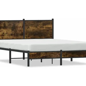 Bedframe zonder matras metaal gerookt eikenkleurig 137×190 cm Bedframe zonder matras metaal gerookt eikenkleurig 137×190 cm