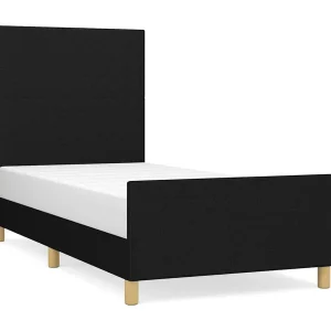 Bedframe zonder matras 90×190 cm stof zwart Bedframe zonder matras 90×190 cm stof zwart